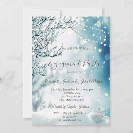 Winter Wonderland, String Lights Verloving Kaart (Voorkant)