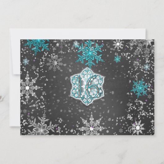Winter Wonderland Sweet 16 Party Foto Uitnodiginge Kaart (Achterkant)