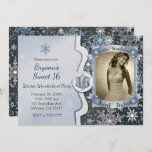 Winter Wonderland Sweet 16 Party Photo Invitations Kaart<br><div class="desc">Winter Wonderland Sweet 16 Party Photo Invitations</div>