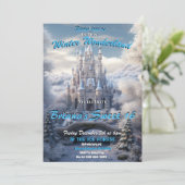 Winter Wonderland Sweet 16 Uitnodiging (Staand voorkant)