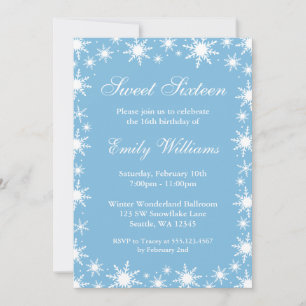 Winter Wonderland Sweet 16 Verjaardagsfeest Kaart
