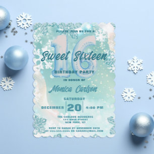 Winter Wonderland Sweet Sixteen Birthday Kaart