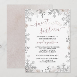 Winter Wonderland Sweet Sixteen Roze Tiara Kaart