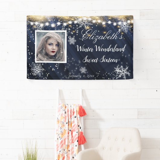 Winter Wonderland Sweet Sixteen Snowflakes Blue Spandoek (Insitu)