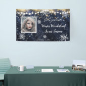 Winter Wonderland Sweet Sixteen Snowflakes Blue Spandoek (Beurs)