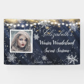 Winter Wonderland Sweet Sixteen Snowflakes Blue Spandoek (Horizontaal)