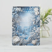 Winter Wonderland Sweet Sixteen Witte Lichtjes Kaart (Staand voorkant)