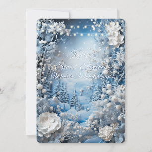 Winter Wonderland Sweet Sixteen Witte Lichtjes Kaart