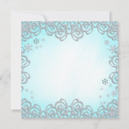 Winter Wonderland Swirl Snowflakes Bat Mitzvah Kaart (Achterkant)