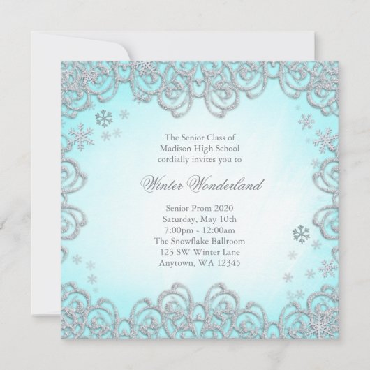Winter Wonderland Swirl Snowflakes Prom Kaart (Voorkant)
