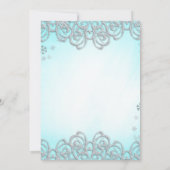Winter Wonderland Swirl Snowflakes Quinceanera Kaart (Achterkant)