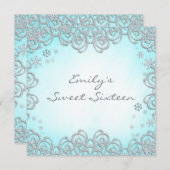 Winter Wonderland Swirl Snowflakes Sweet 16 Kaart (Voorkant / Achterkant)