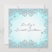 Winter Wonderland Swirl Snowflakes Sweet 16 Kaart (Voorkant)