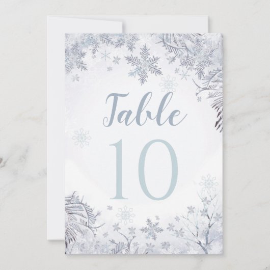 Winter Wonderland Table Number Card Kaart (Achterkant)