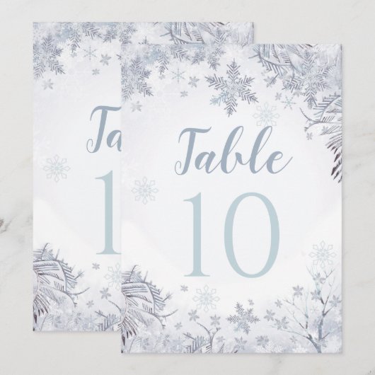 Winter Wonderland Table Number Card Kaart (Voorkant / Achterkant)