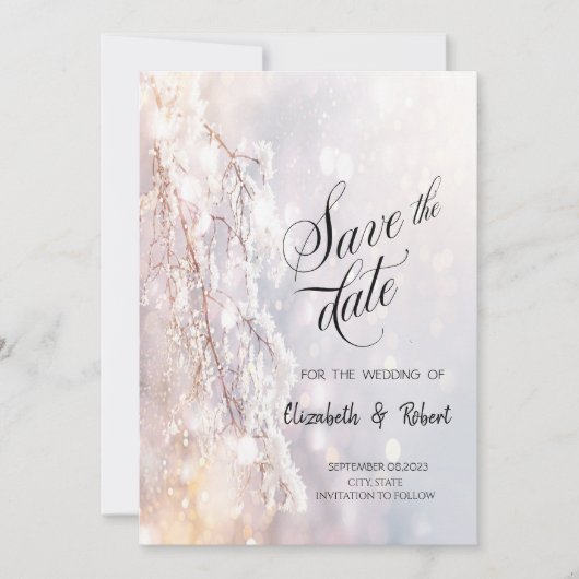 Winter Wonderland-takken bewaren de datum Save The Date (Voorkant)