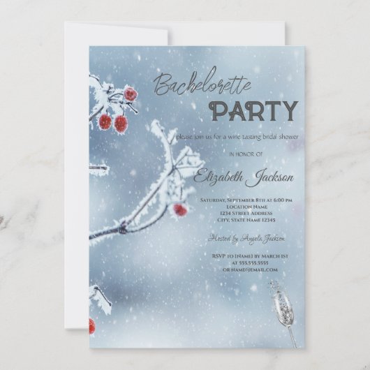 Winter Wonderland takken blauw Bachelorette Kaart (Voorkant)
