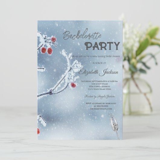 Winter Wonderland takken blauw Bachelorette Kaart (Staand voorkant)