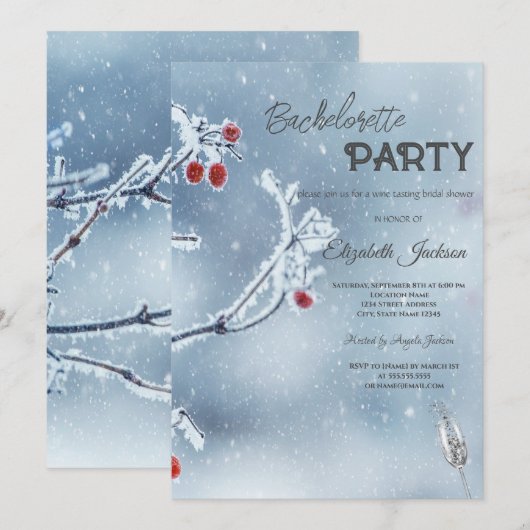 Winter Wonderland takken blauw Bachelorette Kaart (Voorkant / Achterkant)