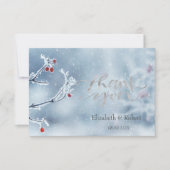Winter Wonderland takken blauw Bedankkaart (Voorkant)