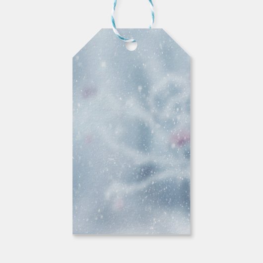 Winter Wonderland takken blauw Cadeaulabel (Achterkant)