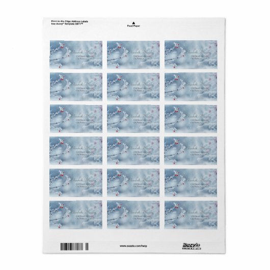 Winter Wonderland takken blauw Etiket (Full Sheet)