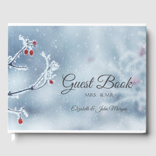 Winter Wonderland takken blauw Gastenboek (Voorkant)