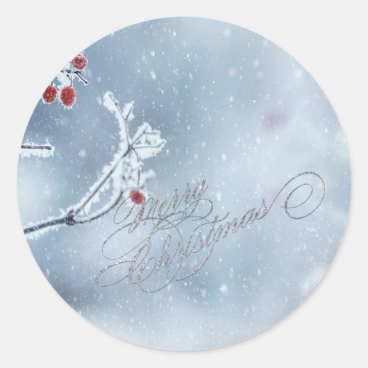 Winter Wonderland takken blauw Ronde Sticker (Voorkant)