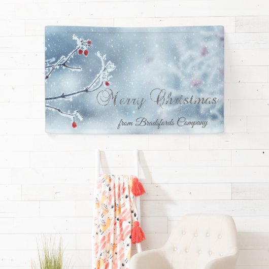 Winter Wonderland takken blauw Spandoek (Insitu)