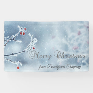 Winter Wonderland takken blauw Spandoek