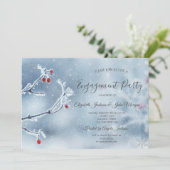 Winter Wonderland takken blauw Verloving Kaart (Staand voorkant)