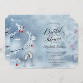 Winter Wonderland Takken Blauwe Bruiloftsontvangs Kaart (Voorkant / Achterkant)