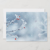 Winter Wonderland takken blauwe receptie Kaart (Achterkant)