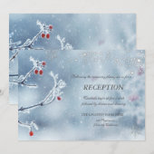 Winter Wonderland takken blauwe receptie Kaart (Voorkant / Achterkant)
