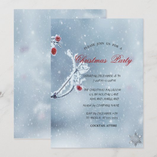 Winter Wonderland Takken Blue Company Kerst  Kaart (Voorkant / Achterkant)