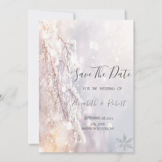Winter Wonderland takken groen sparen de datum Save The Date (Voorkant)