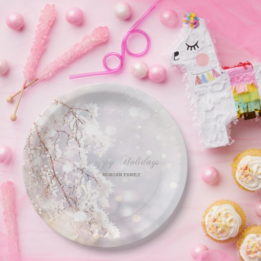 Winter Wonderland takken Papieren Bordje (Feest)