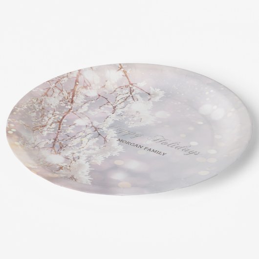 Winter Wonderland takken Papieren Bordje (Gekanteld)