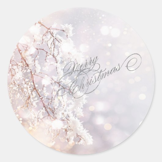 Winter Wonderland takken Ronde Sticker (Voorkant)
