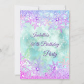 Winter Wonderland Teal Blauw Paars Roze Feest Kaart (Voorkant)