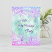 Winter Wonderland Teal Blauw Paars Roze Feest Kaart (Staand voorkant)