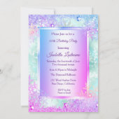 Winter Wonderland Teal Blauw Paars Roze Feest Kaart (Achterkant)