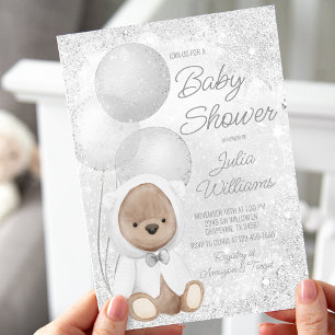 Winter Wonderland Teddy Bear Baby shower Kaart