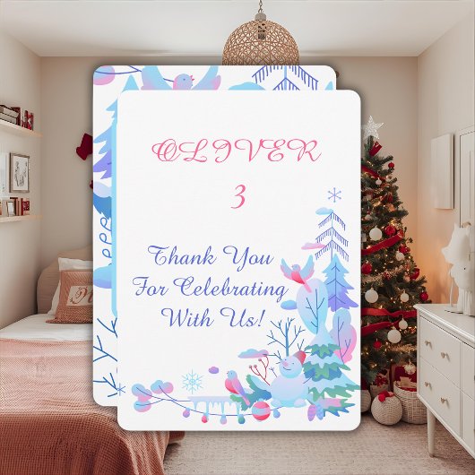 Winter Wonderland Thank You Card, Snowman Forest  Bedankkaart