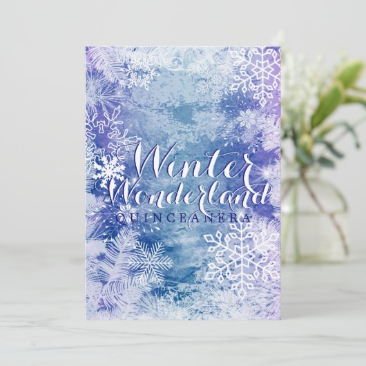 Winter Wonderland Theme QUINCEAÑERA Birthday Kaart (Staand voorkant)