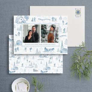 Winter Wonderland Toile Holiday Multi Photo Card Feestdagenkaart