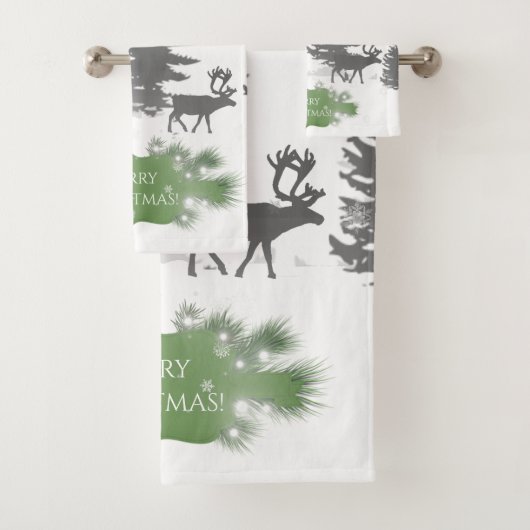 Winter Wonderland Towel Set - Groen Bad Handdoek (Insitu)