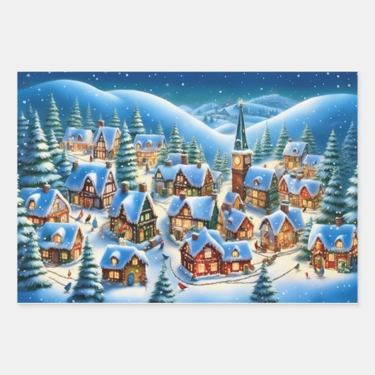 Winter Wonderland Towns Kerst inpakpapier (Voorkant 2)