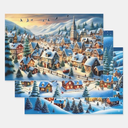 Winter Wonderland Towns Kerst inpakpapier Vel (Set)