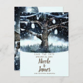 Winter Wonderland Tree Lights & Jars Bewaar de dat Aankondigingskaart (Voorkant / Achterkant)